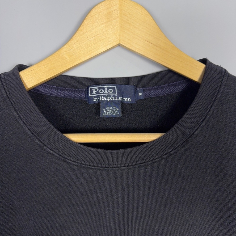 Vintage Polo Ralph Lauren Crewneck Sweatshirt Mens Medium Cotton Black Preppy - Picture 6 of 10
